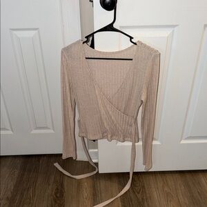 Elegant Cream Wrap Top